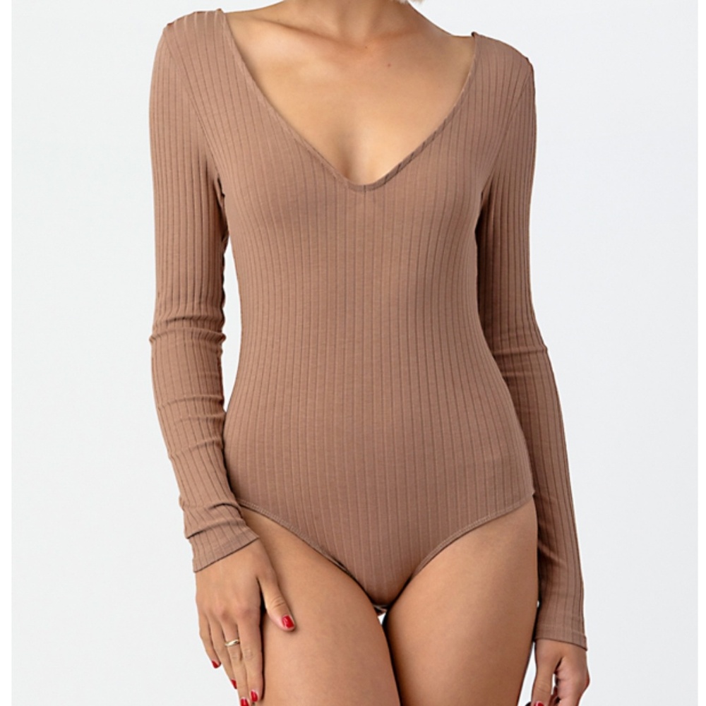 Double V-Neck Long Sleeve Bodysuit